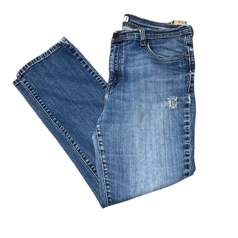 Levi’s 505 Straight Leg Distressed Denim Jeans Medium Wash Blue Size 14